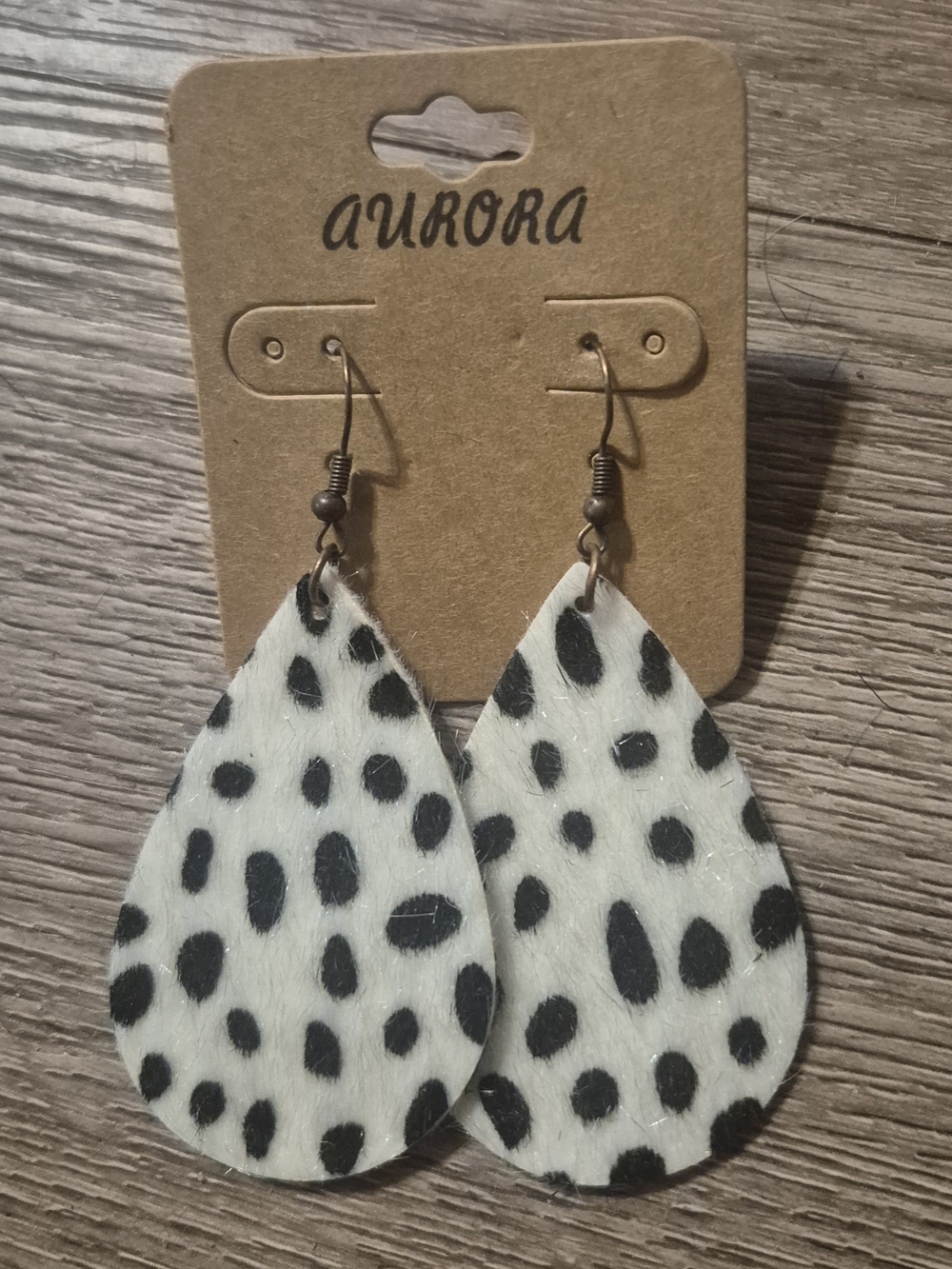Aurora Black & White Dalmatian Drop Earrings
